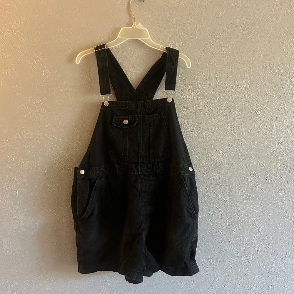 Short Black Denim Overalls with Adjustable side buttons size XXL